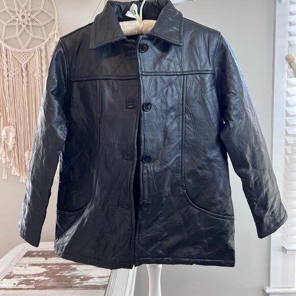Tudor Court Vintage Patchwork Leather Jacket Sz. Sm. Petite SI-776 - Picture 7 of 11